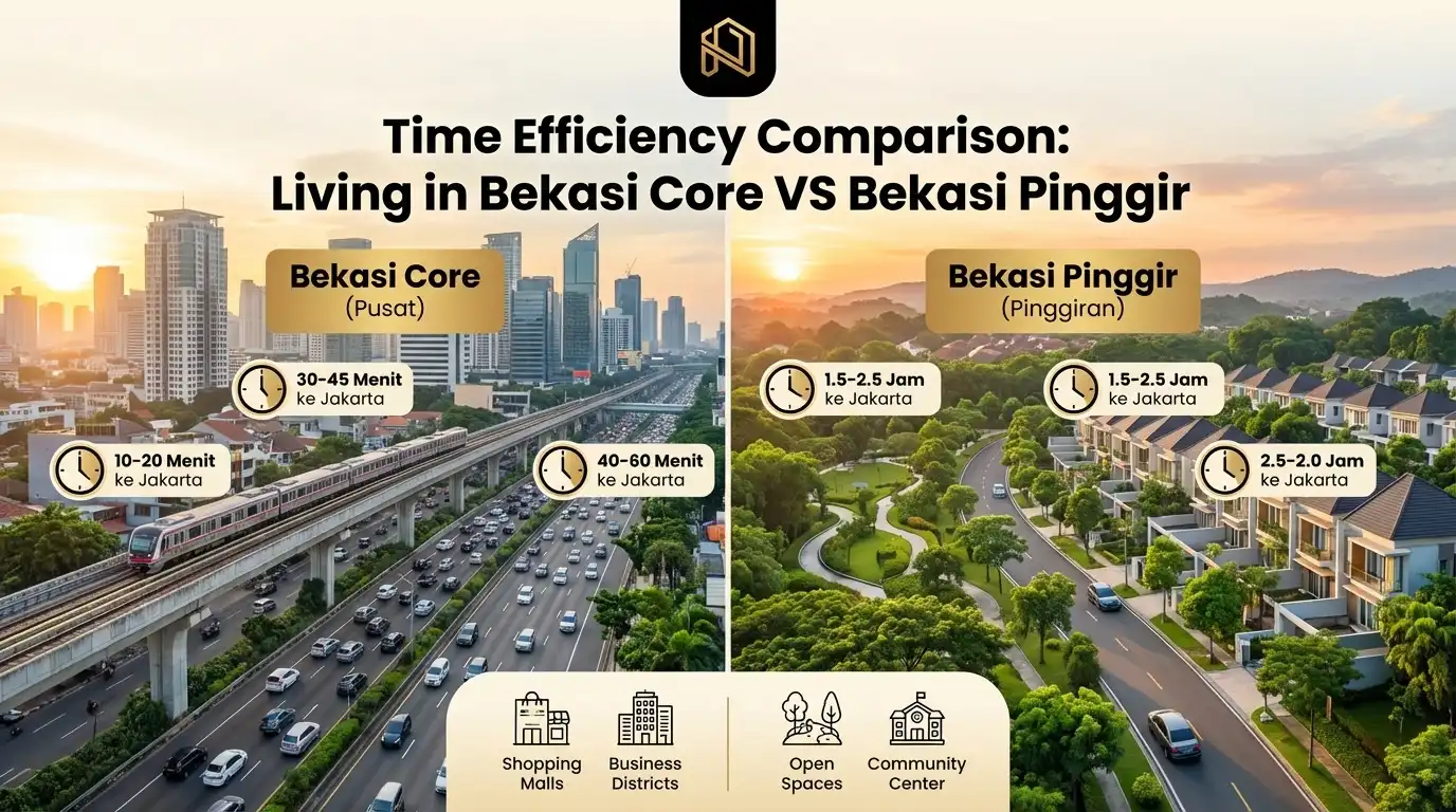 perbandingan efisiensi waktu tinggal di bekasi core vs bekasi pinggiran
